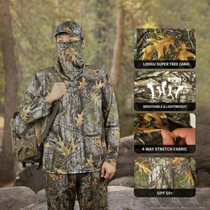 Fishing Shirt Hooded Long Sleeve Uv Protection Man Outdoor Camouflage Moisture Wicking Jersey Fishing Apparel