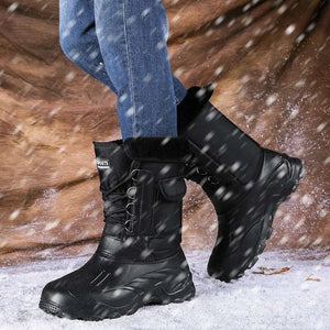 New Winter Camouflage Snow Men Boots Rain Shoes Outdoor Waterproof With Fur Plush Warm Male Casual Mid-Calf Work Motorcycle Boot