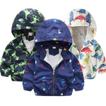 Children Jackets Autumn Spring Kids Outerwear Coats Cute Dinosaur Cartoon Jackets For Boys Baby Boys Girls Windbreaker 1-7T