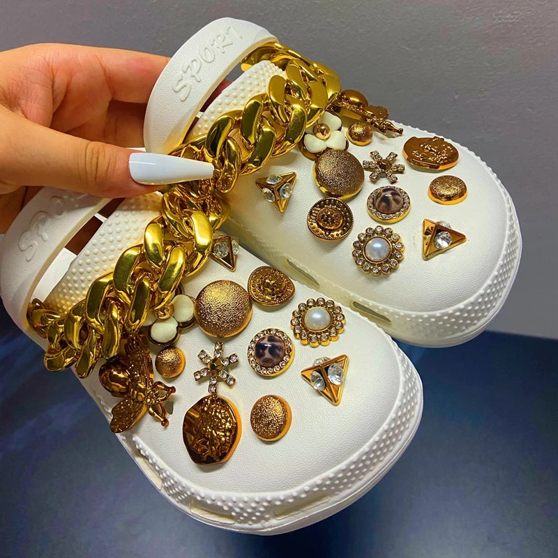 Summer Women Slippers Shoes With Charms Jewelry Garden Shoes Wedges Platform Sandals Antiskid Female Clogs Flip Flops For Woman