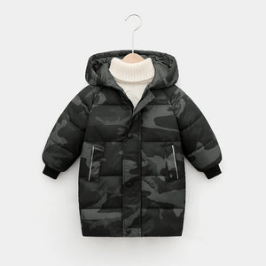 2023 Winter Children's Boy Camouflage Down Jacket Outerwear Clothes Hooded Teen Girls Cotton-Padded Parka Coats Thicken 2-12Y