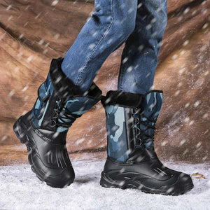 New Winter Camouflage Snow Men Boots Rain Shoes Outdoor Waterproof With Fur Plush Warm Male Casual Mid-Calf Work Motorcycle Boot