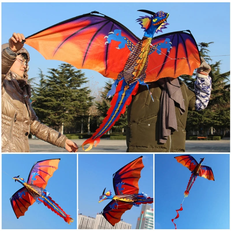 New 3D Dragon Kite With Tail Kites For Adult Kites Flying Outdoor 100m Kite Line