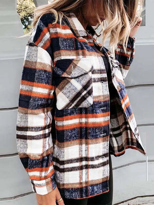 Winter Plaid Flannel Shirt Women Checkered Shirt Fashion Outerwear Casual Velvet Jacket Coat Female Long Sleeve Thick Overshirt