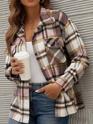 Winter Plaid Flannel Shirt Women Checkered Shirt Fashion Outerwear Casual Velvet Jacket Coat Female Long Sleeve Thick Overshirt