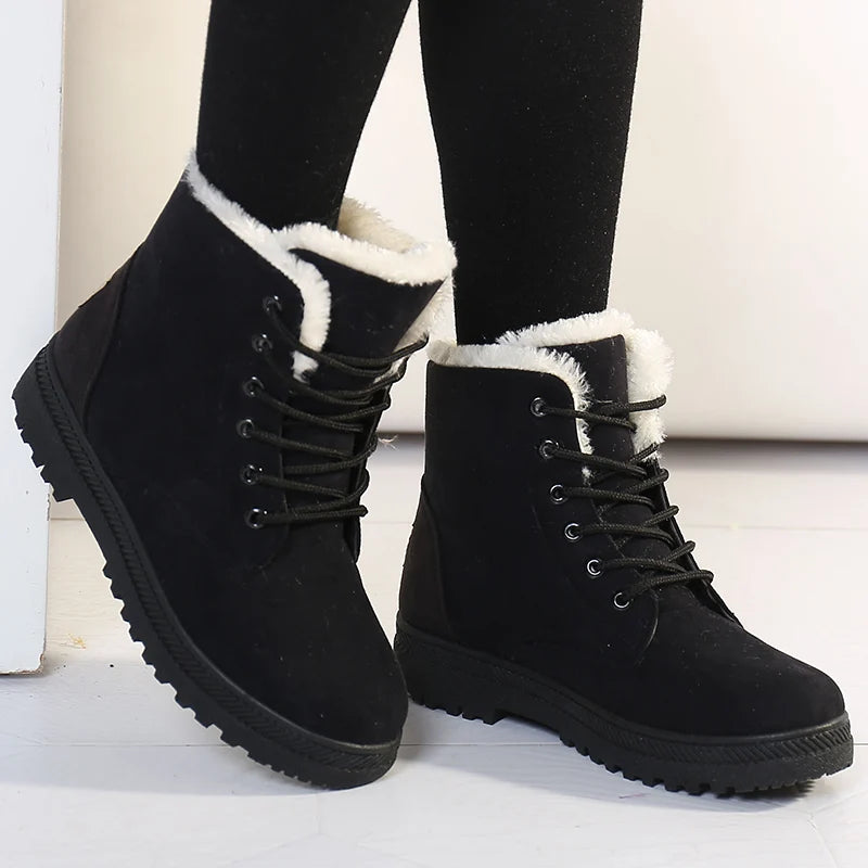 Winter 2023 Snow Boots Ankle Winter Shoes Women Fur Botas Mujer Low Heels Short Boot