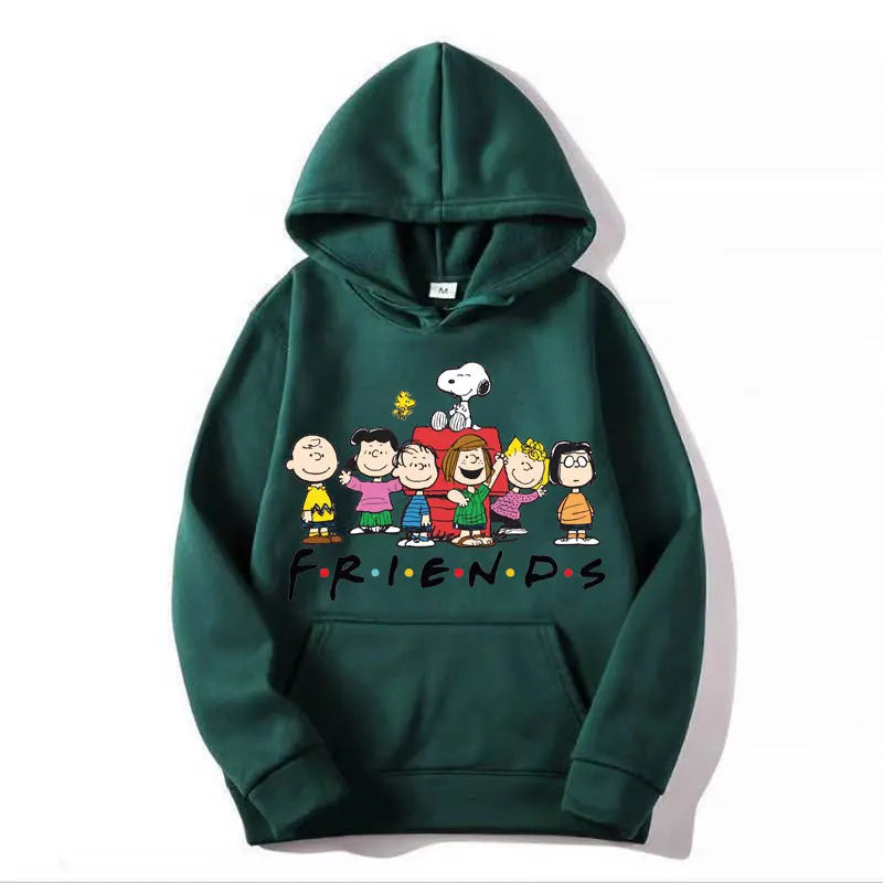 Snoopy Friends Logo Cartoon Anime Women Pullover Spring Autumn Men Oversized Hoodie 2024 Casual Couple Sweatshirt Clothes Tops