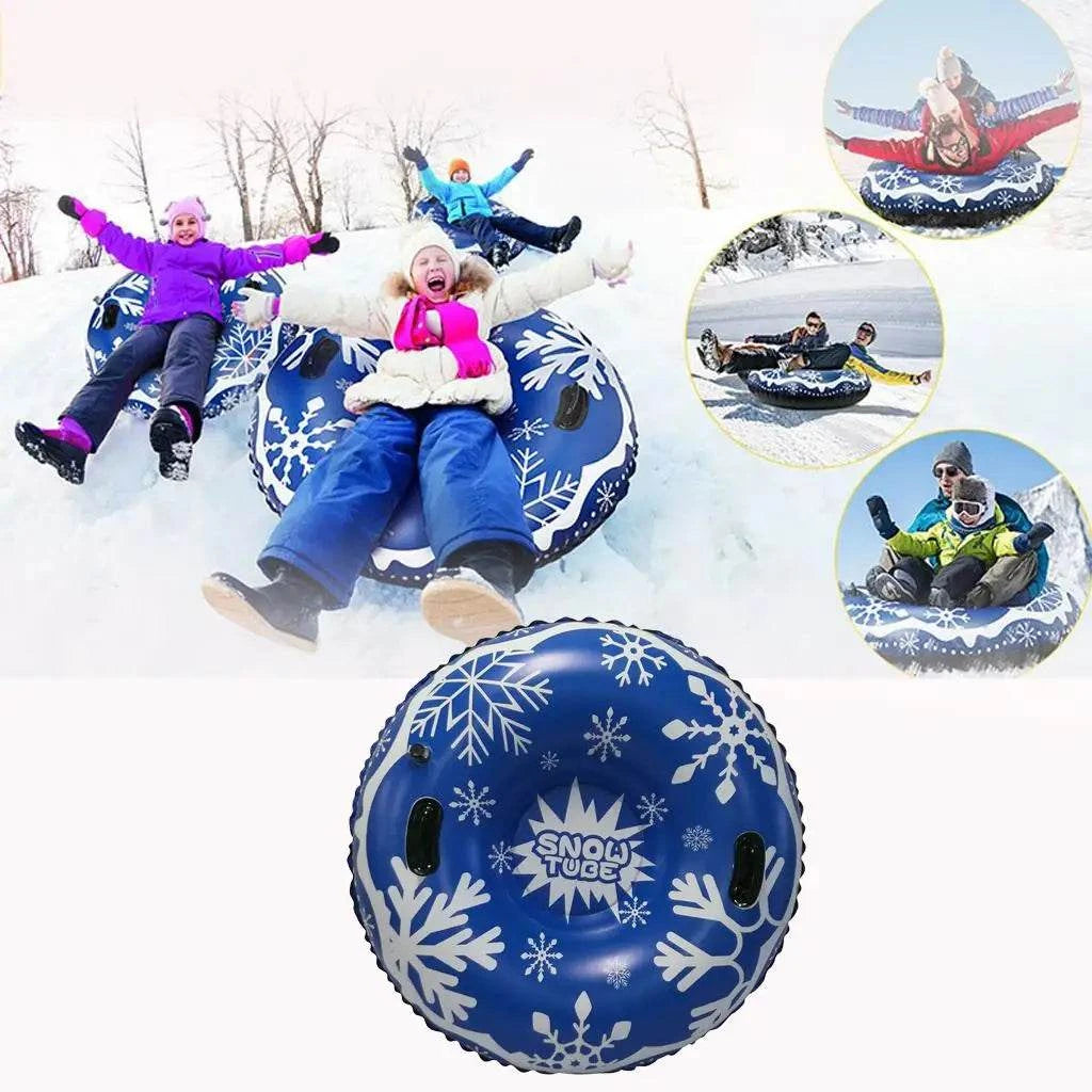 120cm Inflatable Snow Tube with Durable Handles, Snow Sled Sledge Downhill Toboggan Sleigh Sliding Board for Kids Adults