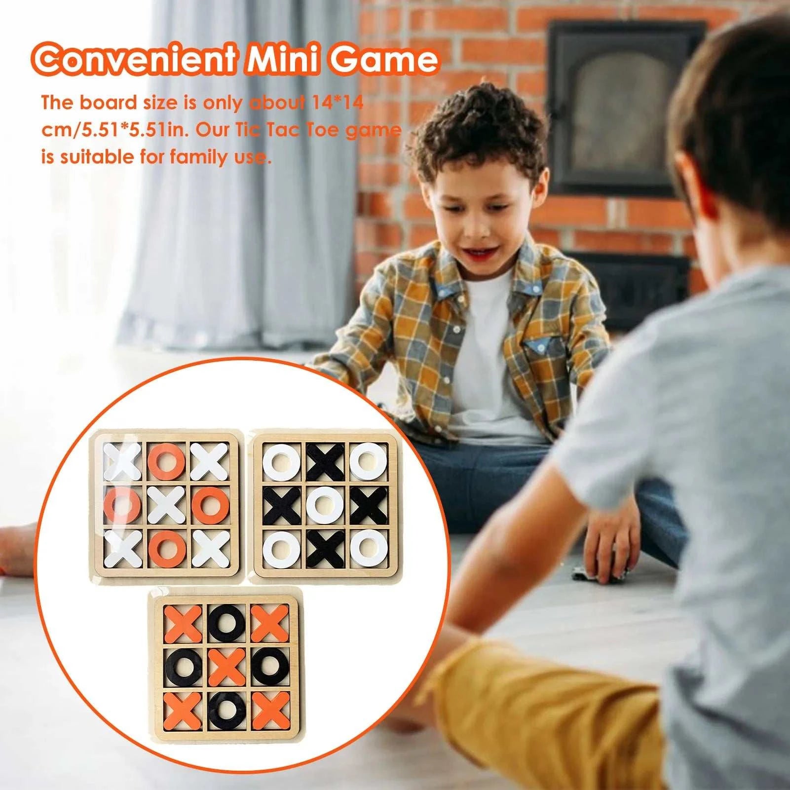 Camping Tic-Tac-Toe Game Mini Tabletop Wooden Board Game Competitive