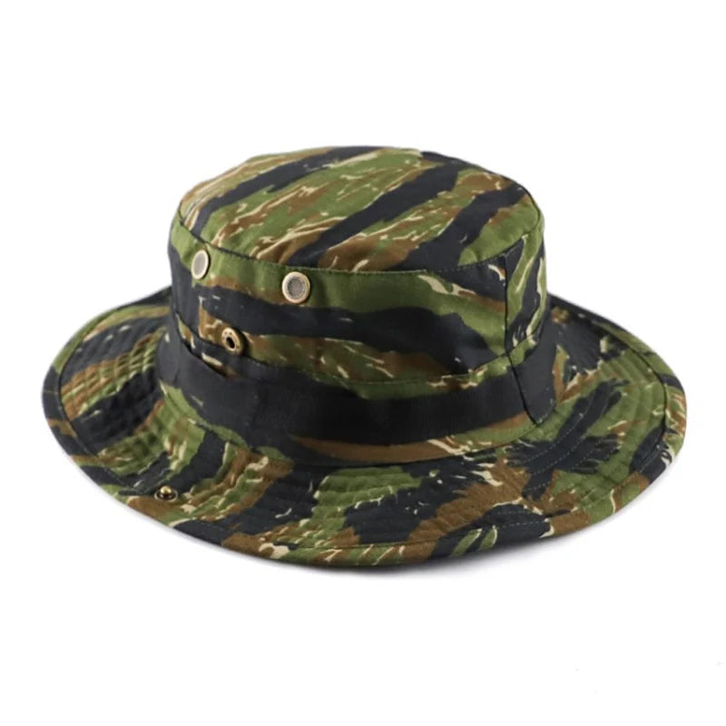 Outdoor Bucket Hat Camouflage Boonie Hat Thicken Fisherman Hat Airsoft Hunting Hiking Climbing Camping caps AF056