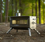 Portable Tent Stove with Glass Wall, Outdoor Camping Stove, Wooden Burned, Quick Release, Backpacking Tools