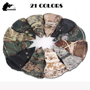 Outdoor Bucket Hat Camouflage Boonie Hat Thicken Fisherman Hat Airsoft Hunting Hiking Climbing Camping caps AF056