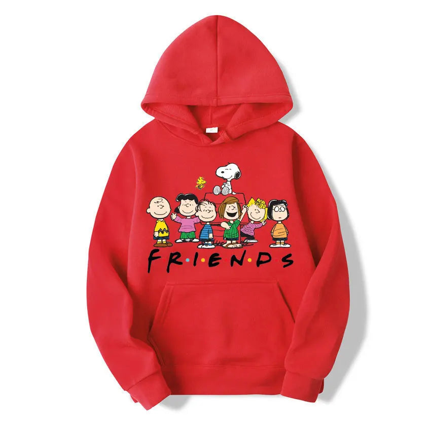 Snoopy Friends Logo Cartoon Anime Women Pullover Spring Autumn Men Oversized Hoodie 2024 Casual Couple Sweatshirt Clothes Tops