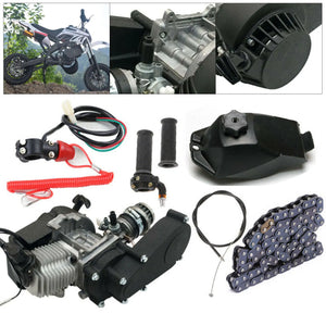 2 Stroke 49CC Pull Start Engine Mini Dirt Bikes Motor Gear Box Chain Kit For  Mini Pit Bike ATV QUAD Scooter Single Cylinder