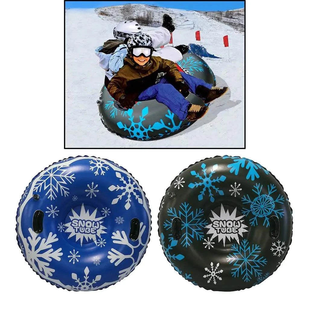 120cm Inflatable Snow Tube with Durable Handles, Snow Sled Sledge Downhill Toboggan Sleigh Sliding Board for Kids Adults