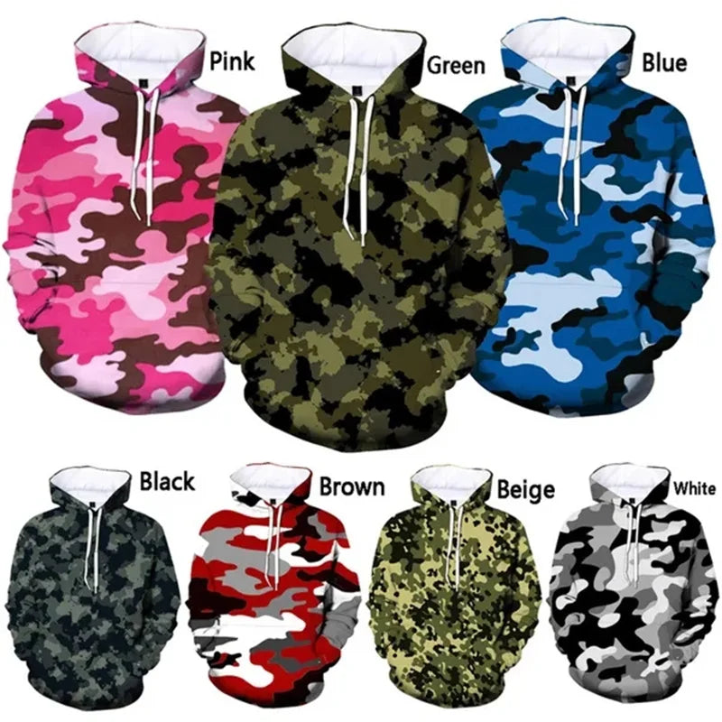 3D Camouflage Printing Hoodies For Men Military Tracksuits Children Fashion Streetwear Jackets Unisex Winter Hooded Sweatshirts