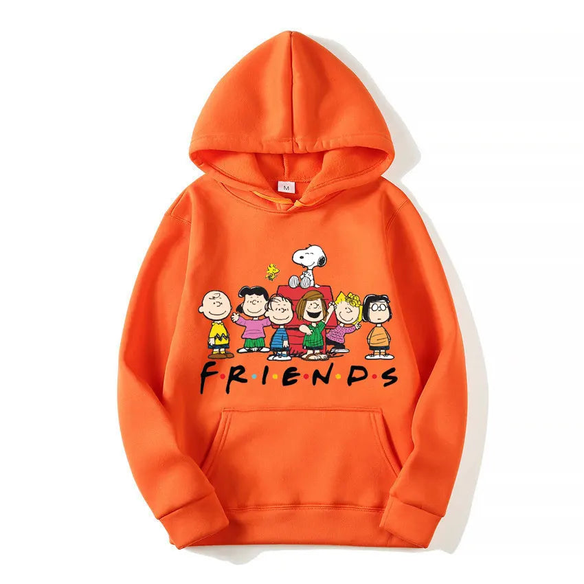 Snoopy Friends Logo Cartoon Anime Women Pullover Spring Autumn Men Oversized Hoodie 2024 Casual Couple Sweatshirt Clothes Tops