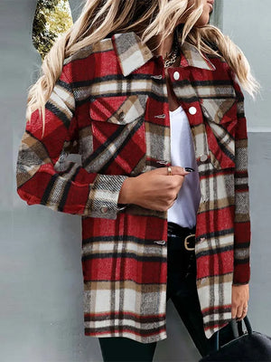 Winter Plaid Flannel Shirt Women Checkered Shirt Fashion Outerwear Casual Velvet Jacket Coat Female Long Sleeve Thick Overshirt