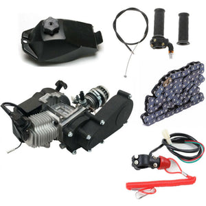 2 Stroke 49CC Pull Start Engine Mini Dirt Bikes Motor Gear Box Chain Kit For  Mini Pit Bike ATV QUAD Scooter Single Cylinder